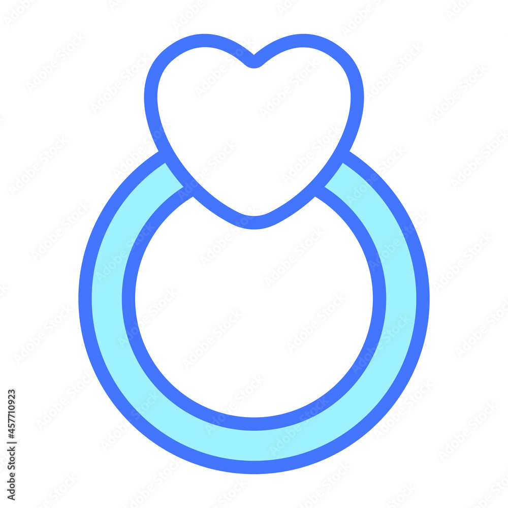 heart ring, jewelry Icon, simple design blue line icon. heart ring, jewelry Icon, simple design blue line icon.