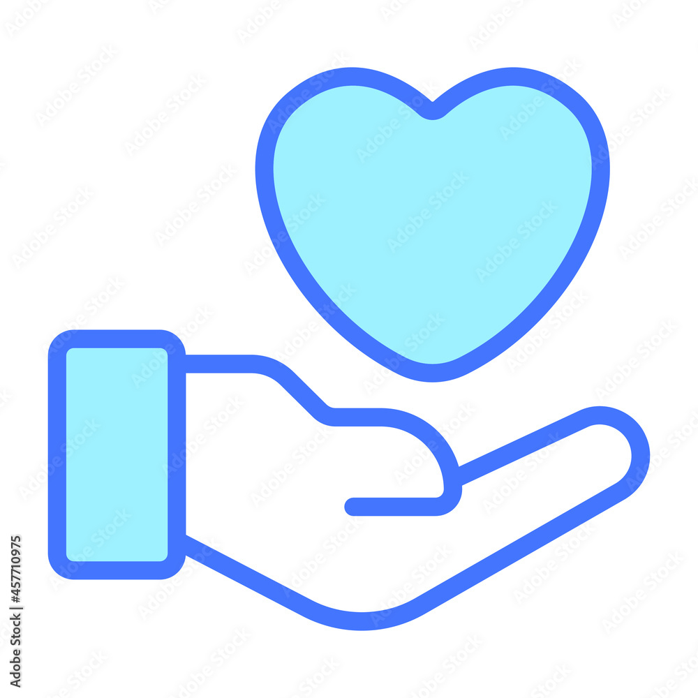 giving hart, fall in love Icon, simple design blue line icon. giving hart, fall in love Icon, simple design blue line icon.