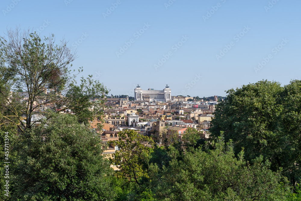 View of Rome from the Pincio at Villa Borghese Gardens