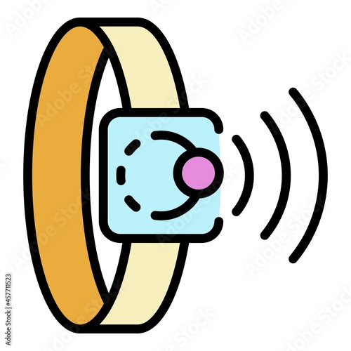 Nfc bracelet icon. Outline nfc bracelet vector icon color flat isolated
