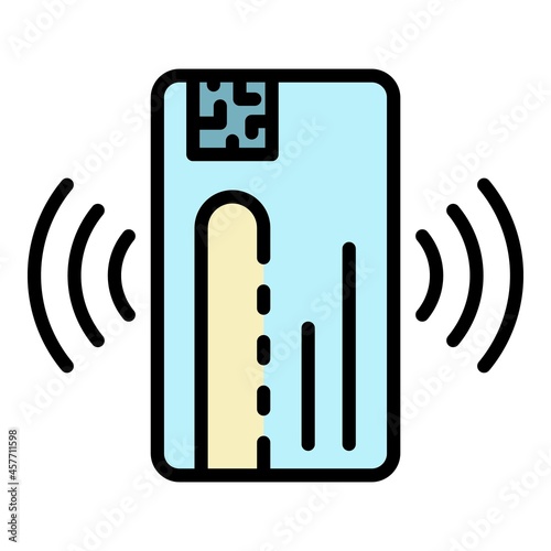 Bank card nfc icon. Outline bank card nfc vector icon color flat isolated