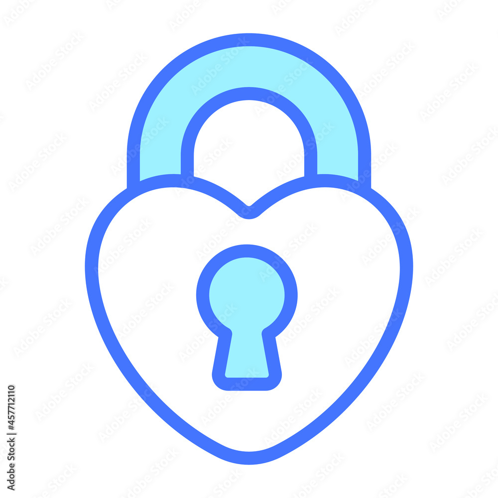 love lock, security Icon, simple design blue line icon. love lock, security Icon, simple design blue line icon.