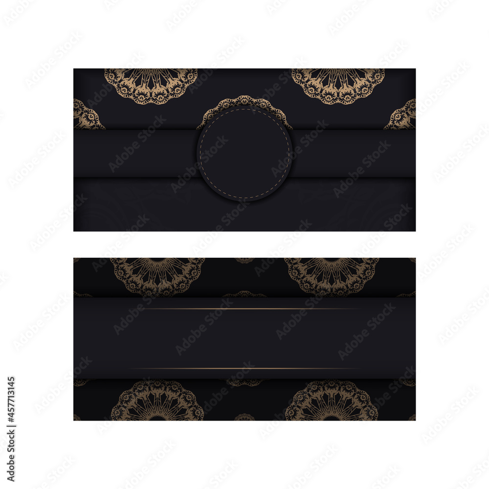 Template Congratulatory Brochure in black with brown vintage pattern