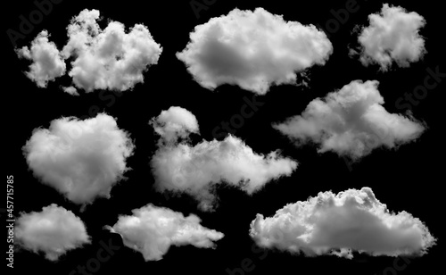 White clouds isolated on black background