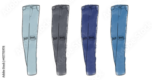 ダメージジーンズのイラストセット