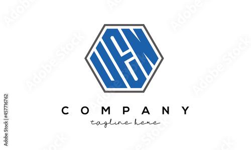  letters UEN creative polygon logo victor template photo