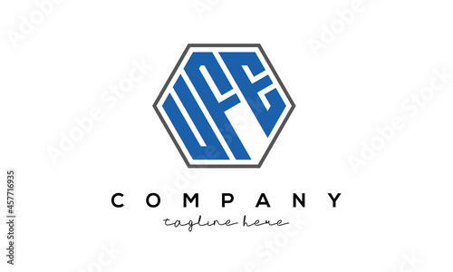  letters UFE creative polygon logo victor template photo