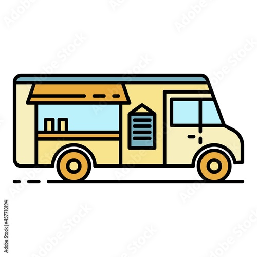 Steak street vehicle icon. Outline steak street vehicle vector icon color flat isolated