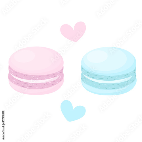 Set of illustrations with French crispy and sweet desserts - macaroni.