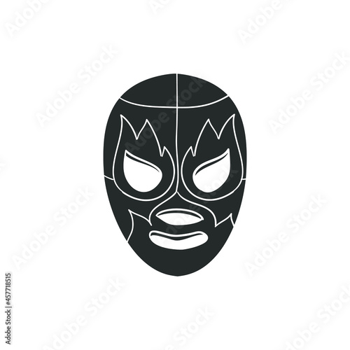 Mexican Mask Icon Silhouette Illustration. Fighter Vector Graphic Pictogram Symbol Clip Art. Doodle Sketch Black Sign.