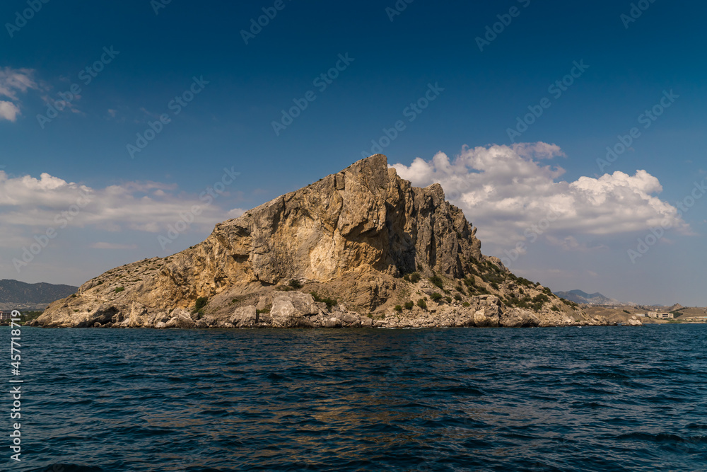 The Republic of Crimea. July 21, 2021. View of Mount Alchak near the city of Sudak from the Black Sea.
