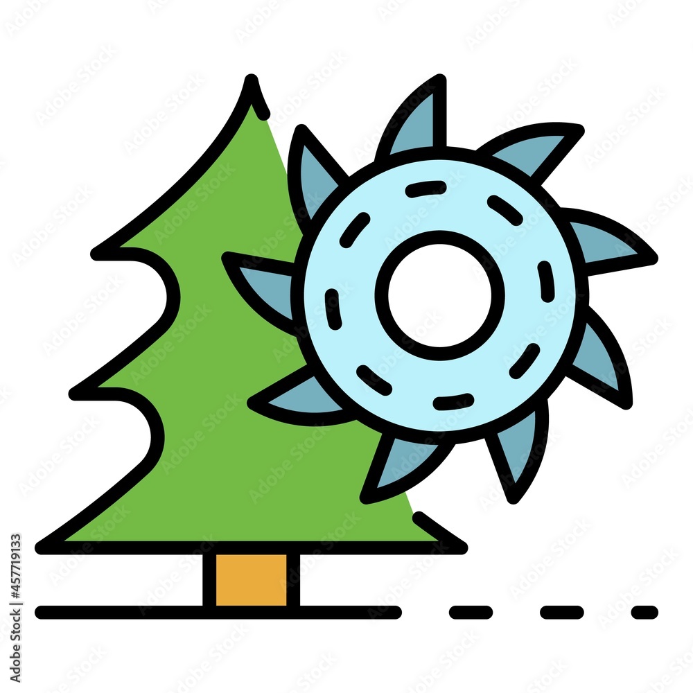 Cutting fir tree icon. Outline cutting fir tree vector icon color flat isolated Cutting fir tree icon. Outline cutting fir tree vector icon color flat isolated