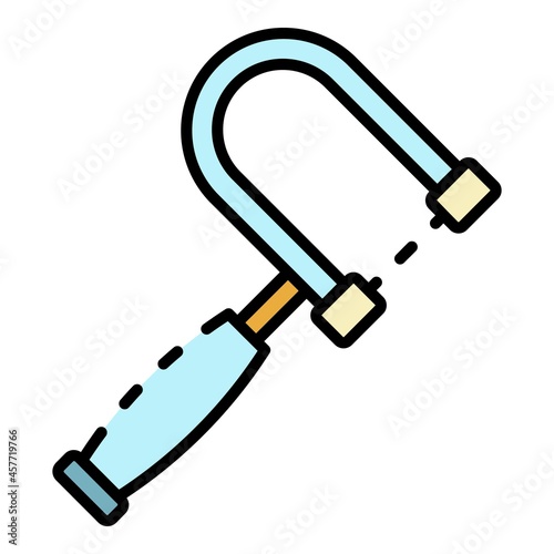 Metal hand saw icon. Outline metal hand saw vector icon color flat isolated
