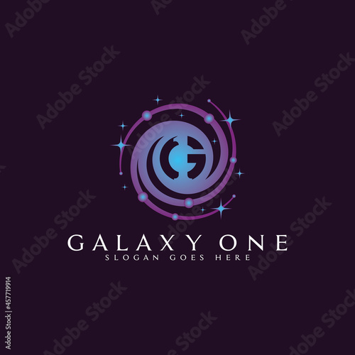 G1 letter galaxy logo vector. Suitable for technology businesses or those related to logos.