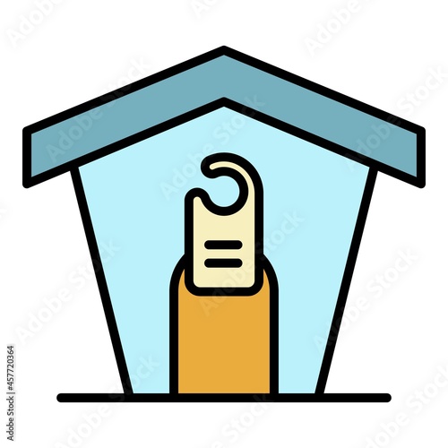 Busy dog house icon. Outline busy dog house vector icon color flat isolated