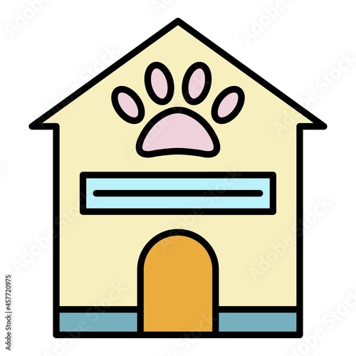Pet house icon. Outline pet house vector icon color flat isolated
