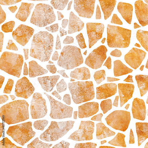 Giraffe orange spots watercolor seamless pattern. Template for decorating designs and illustrations.