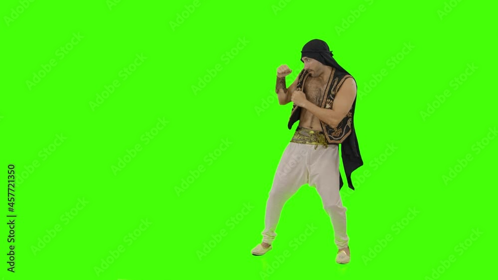 Hombre pelea luchador street en chroma key pantalla verde