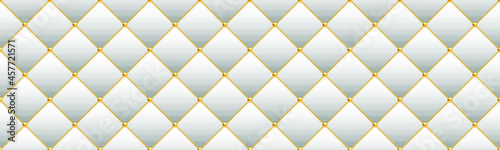 Luxury white background with golden chains and beads. Vector illustration.