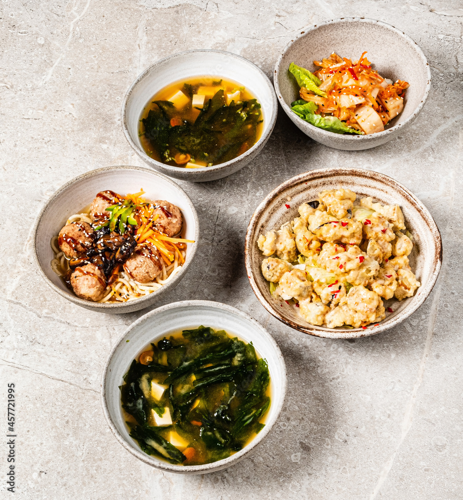 japanese food set, top view