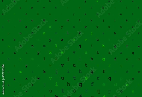 Dark green vector layout with latin alphabet.