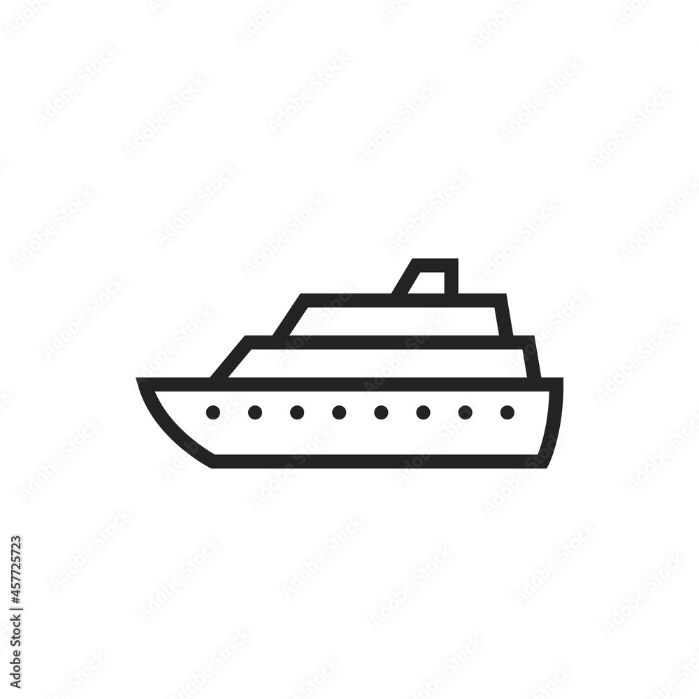 cruise boat line icon. sea cruise transport symbol. isolated vector image