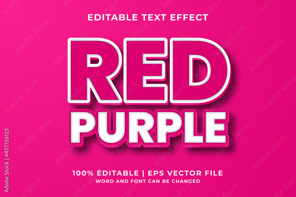 Fototapeta premium Editable text effect - Red Purple 3d Bold template style premium vector