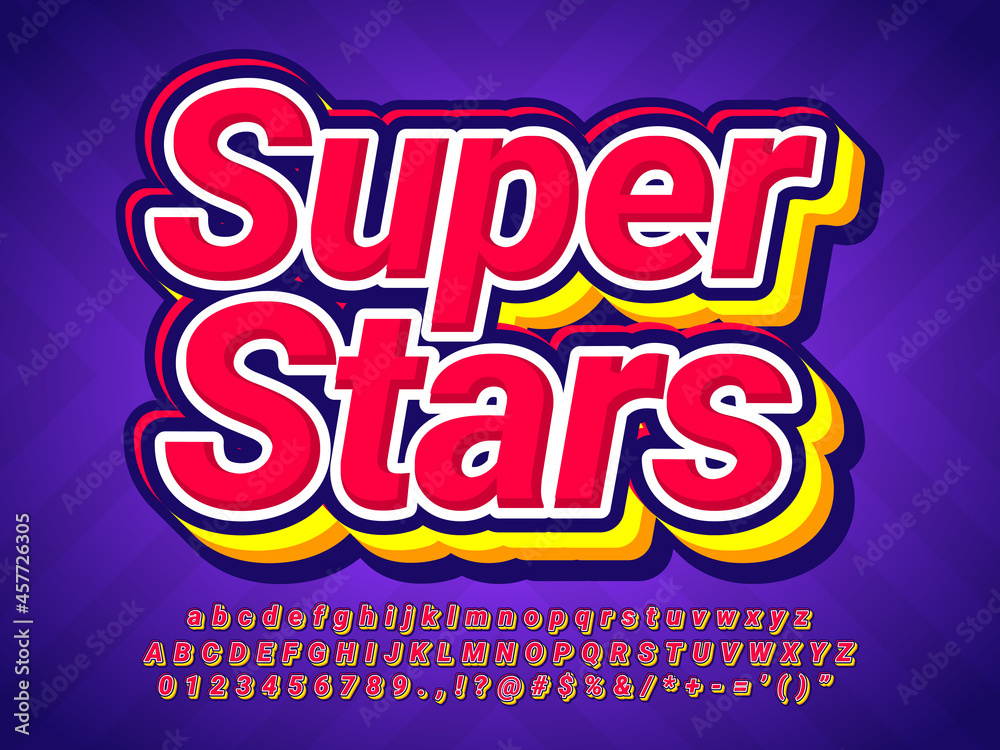Super Stars Pop Sticker Text Effect Super Stars Pop Sticker Text Effect