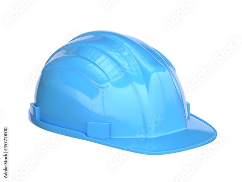 Blue hard hat, safety helmet isolated on white background 3d rendering