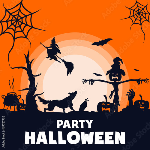 Halloween party with horror  vector halloween background