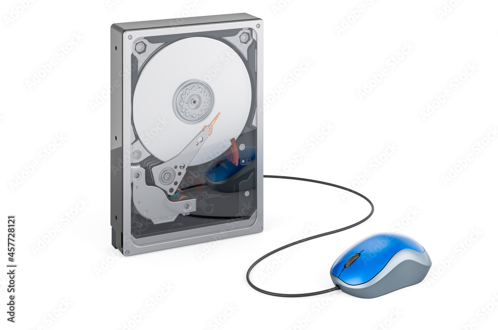 Fototapeta premium HDD with computer mouse. 3D rendering