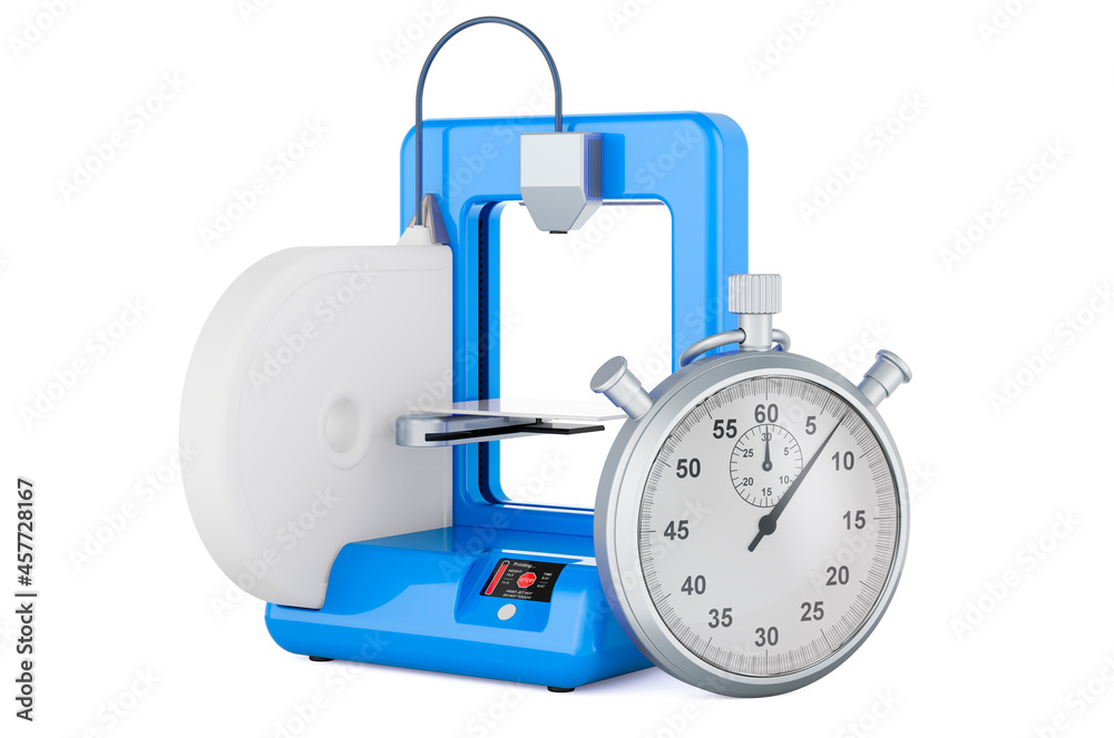 Stopwatch with 3D printer, 3D rendering Stopwatch with 3D printer, 3D rendering