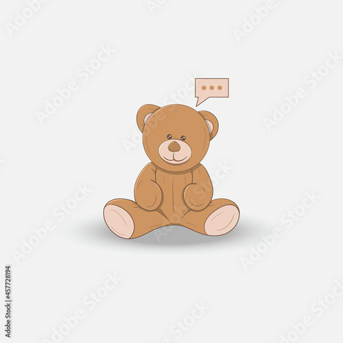 a Brown teddy bear sitting in silence on a white background.