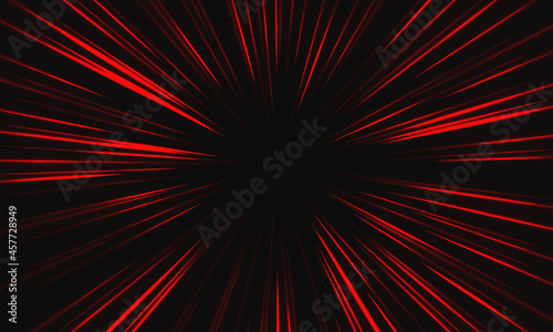 Abstract red light speed zoom on black background technology vector