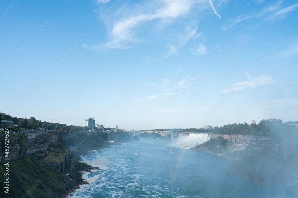 View at Niagara Falls on a sunny day in Ontario Canada