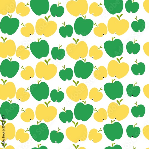 Seamless pattern yellow and green apples