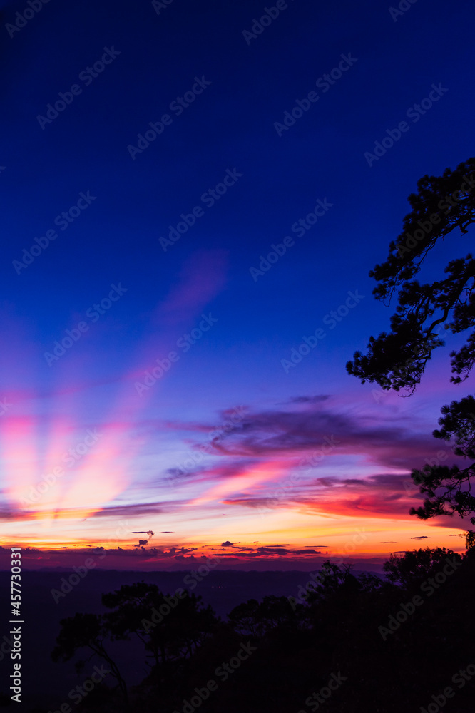 twilight sky at Phu Kra Dung National park of Thailand
