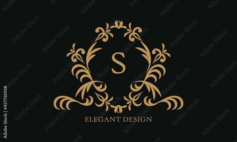 Design of an elegant company sign, monogram template with the letter S. Logo for cafe, bar, restaurant, invitation, wedding.