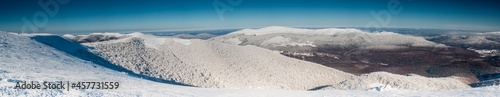 A view from the top of Wielka Rawka to the peaks of the Bieszczady Mountains, the Bieszczady Mountains