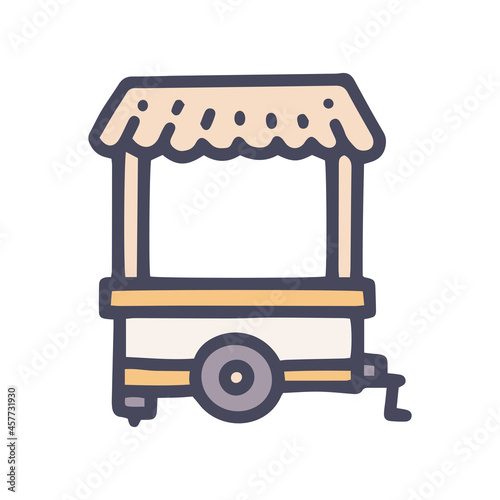 street trade cart color vector doodle simple icon