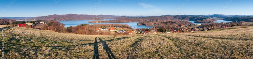 View from the vantage point in Polańczyk on Lake Solińskie and the high Bieszczady Mountains, Polańczyk, the Bieszczady Mountains