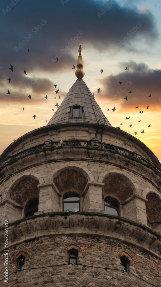 Galata Tower Close Up Shot 