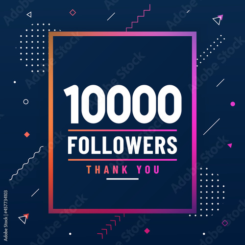 Thank you 10000 followers, 10K followers celebration modern colorful design.