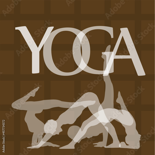 Yoga and meditation typography with silhouettes