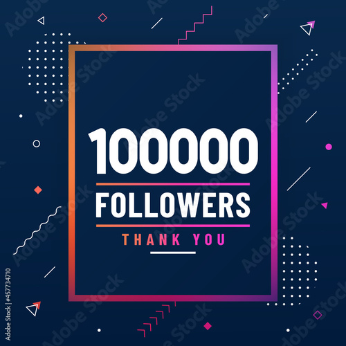 Thank you 100000 followers, 100K followers celebration modern colorful design.