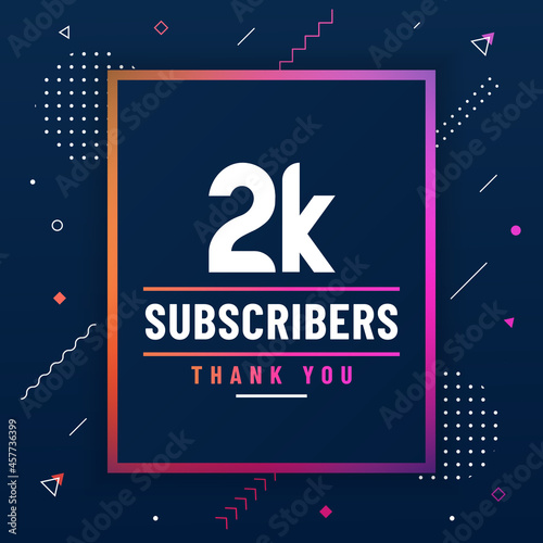 Thank you 2K subscribers, 2000 subscribers celebration modern colorful design.