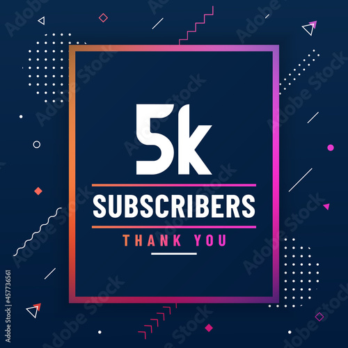 Thank you 5K subscribers, 5000 subscribers celebration modern colorful design.