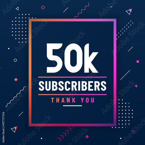 Thank you 50K subscribers, 50000 subscribers celebration modern colorful design.