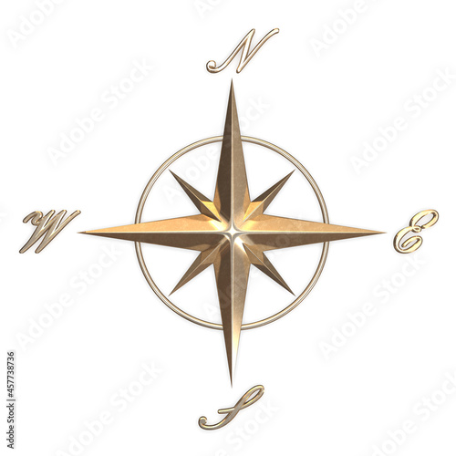 Classic wind rose sign 3d rendering
