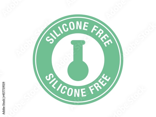 Silicone free green sign in circle. Silicone free vector logo icon. 